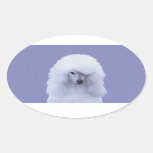 Pegatina Ovalada Pintura blanca de canapé estándar - Arte de perro 