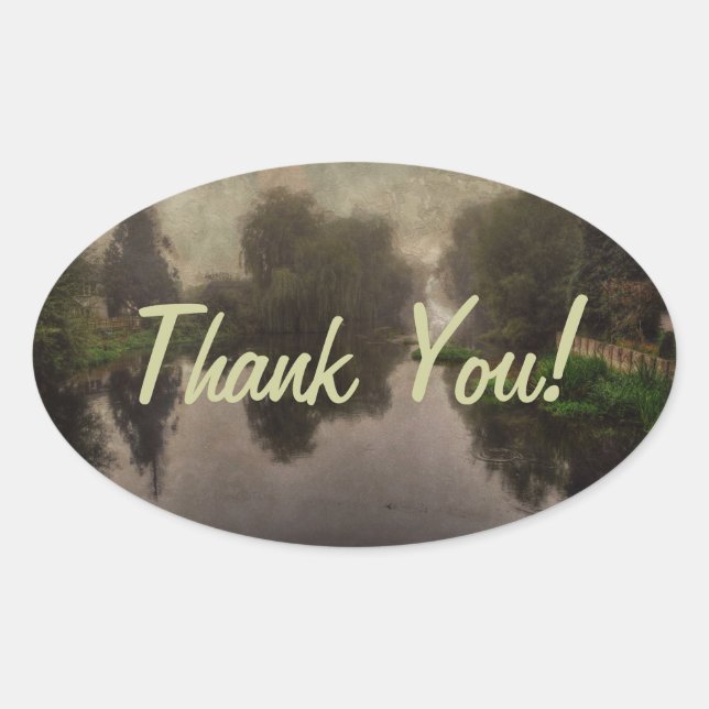 Pegatina Ovalada Pintura de Bella Artes paisajístico del viejo mund (Anverso)