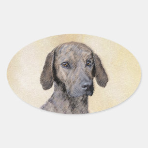 Pegatina Ovalada Pintura de lott - Arte de perro original curado