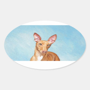 Pegatina Ovalada Pintura de paro del faraón - Arte de perro origina