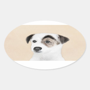 Pegatina Ovalada Pintura de Parson Jack Russell Terrier - Arte de P