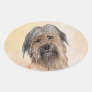 Pegatina Ovalada Pintura de pastor pirenaico - Arte de perro origin