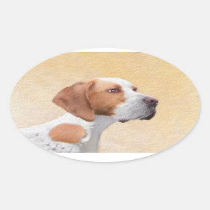 Pegatina Ovalada Pintura de puntero - Arte de perro original lindo