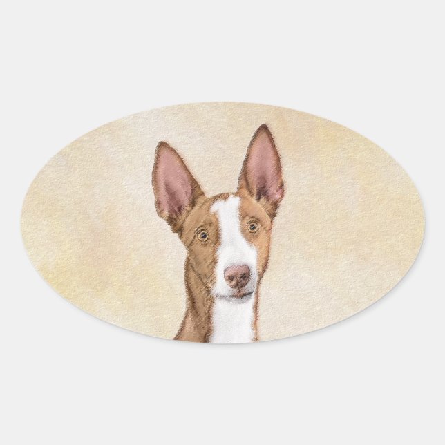 Pegatina Ovalada Pintura enredadera ibicenca - Arte de perro origin (Anverso)