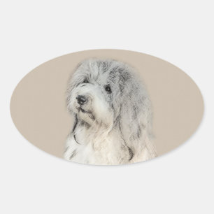 Pegatina Ovalada Pintura Havanesa (Dorada Sable) - Arte Perro Origi