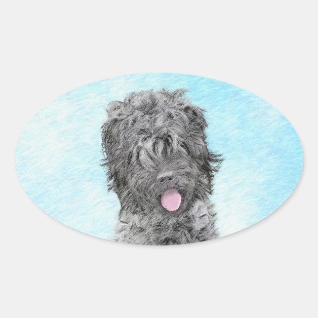 Pegatina Ovalada Pintura negra del territorio ruso - Perro original (Anverso)