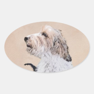 Pegatina Ovalada Pintura Petit Basset Griffon Vendéen - Arte de per