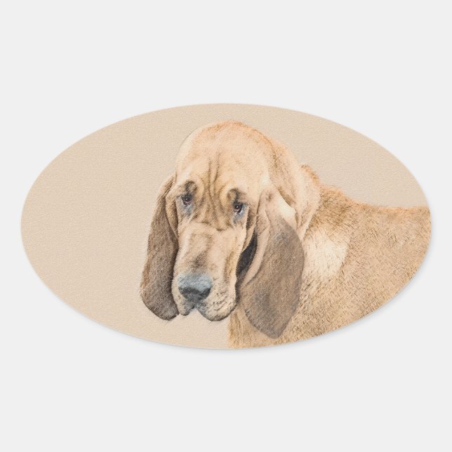 Pegatina Ovalada Pintura Sangrienta - Arte Perro Original. (Anverso)