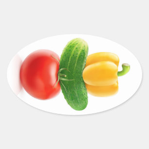 Pegatina Ovalada Pirámide de verduras frescas