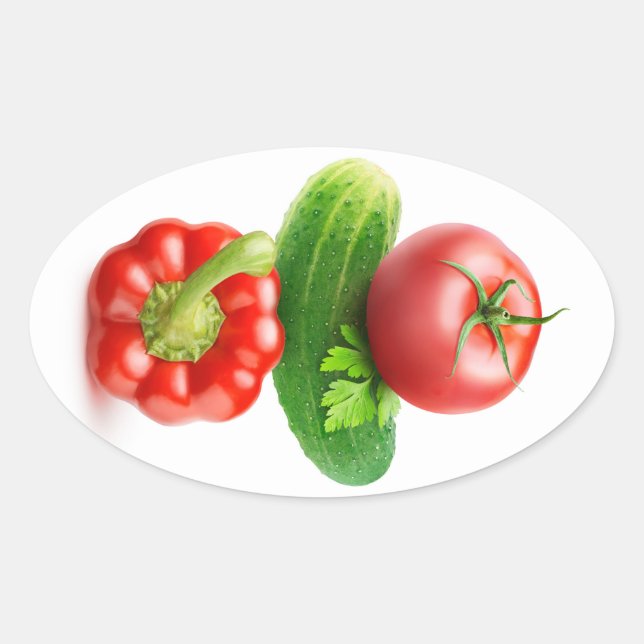 Pegatina Ovalada Pirámide vegetal (Anverso)