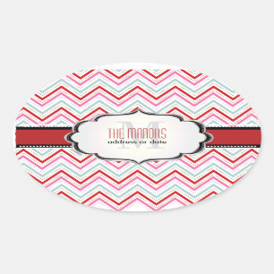 Pegatina Ovalada PixDezines Chevron/Navidades/colores DIY