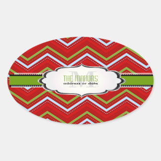Pegatina Ovalada PixDezines Chevron/Navidades/colores DIY