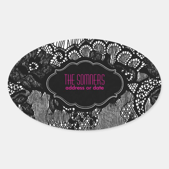 Pegatina Ovalada PixDezines encaje falso/ color de fondo DIY (Anverso)