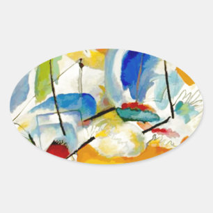 Pegatina Ovalada PixDezines Kandinsky 1913 Batalla Naval Improv 31