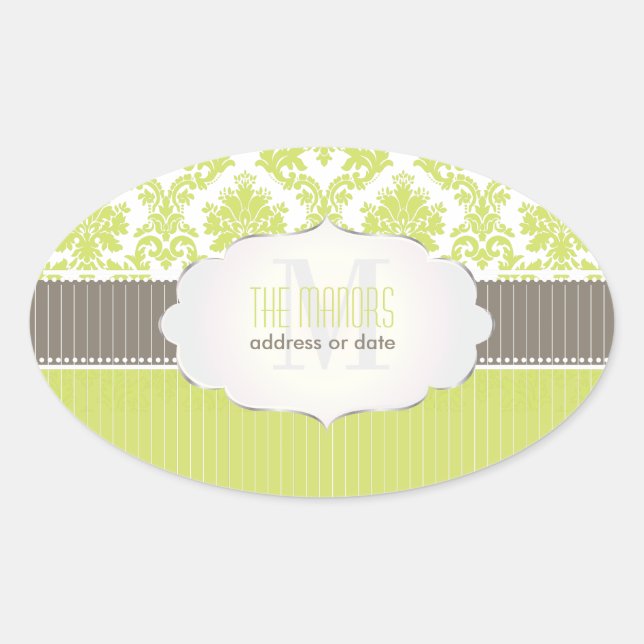 Pegatina Ovalada PixDezines la paloma damask/DIY color (Anverso)