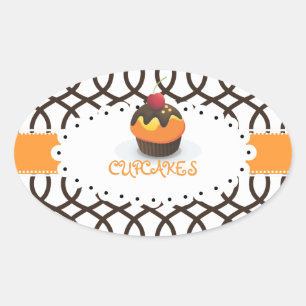 Pegatina Ovalada PixDezines monaco trellis+cupcake/DIY color