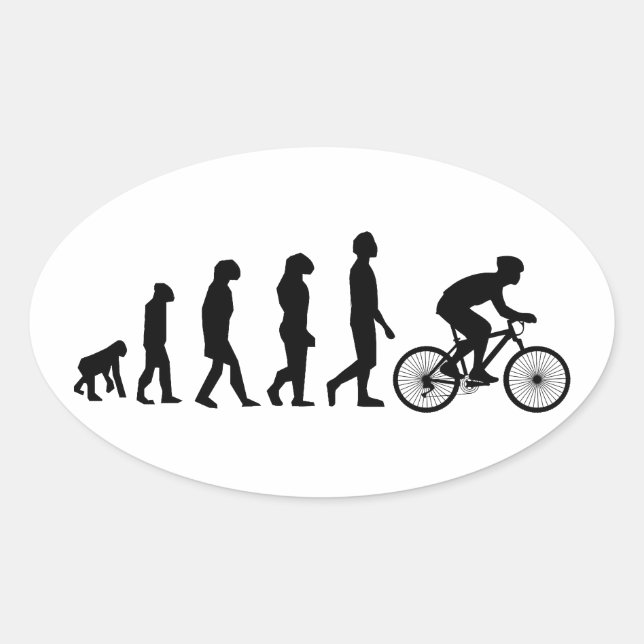 Pegatina Ovalada Plan de Evolución Humana de Ciclismo Moderno (Anverso)