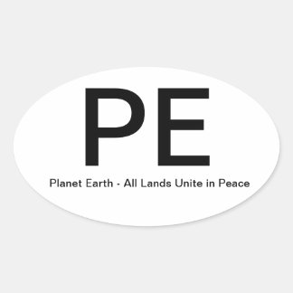 Pegatina Ovalada PlanetEarth-AllLandsUniteinPeace