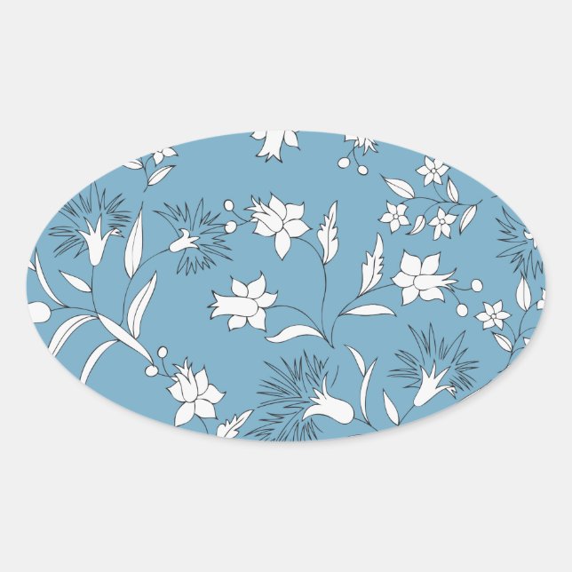 Pegatina Ovalada plantas botánicas (Anverso)