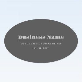 Pegatina Ovalada Plantilla de texto retro-moderno editable | Gris o