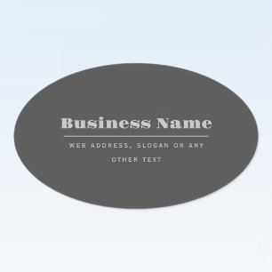 Pegatina Ovalada Plantilla de texto retro-moderno editable   Gris o