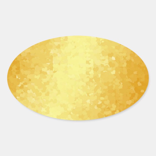 Pegatina Ovalada Plantilla en blanco Glamour Gold Look Hearts (Anverso)