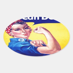 Pegatina Ovalada Podemos hacerlo Rosie the Riveter