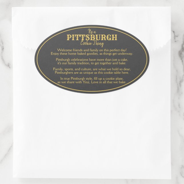 Pegatina Ovalada Poema sobre la mesa de cocina de Pittsburgh (Bolso)