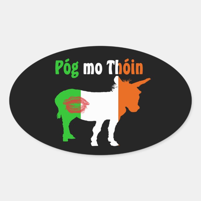 Pegatina Ovalada Pog Mo Thoin - Humor irlandés (Anverso)