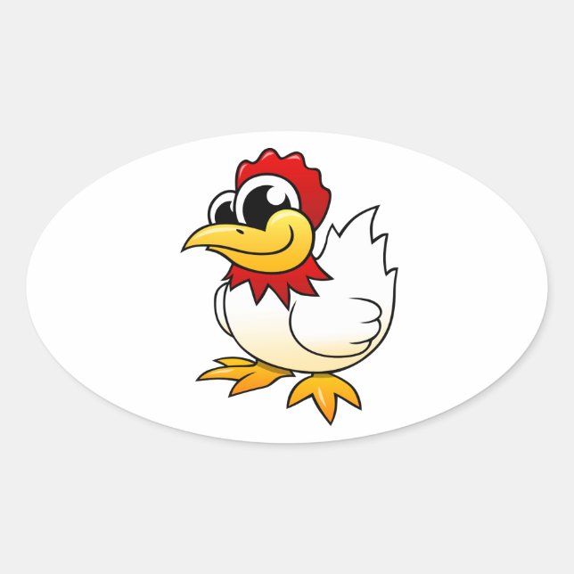 Pegatina Ovalada Pollo personalizado (Anverso)