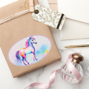 Pegatina Ovalada Pony 2 del espíritu colorido