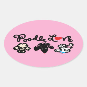 Pegatina Ovalada Poodle Love
