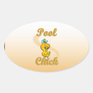 Pegatina Ovalada Pool Chick