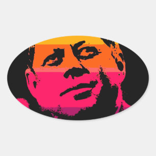 Pegatina Ovalada Pop Art Jack JFK John F. Kennedy