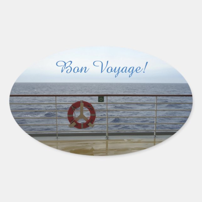 Pegatina Ovalada Por el Voyage de Railing Bon (Anverso)