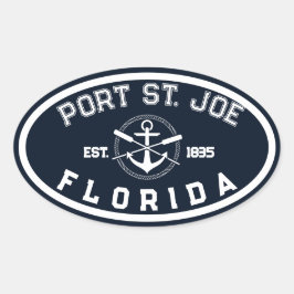 Pegatina Ovalada Port St. Joe Florida Beaches Navy Oars Anchor