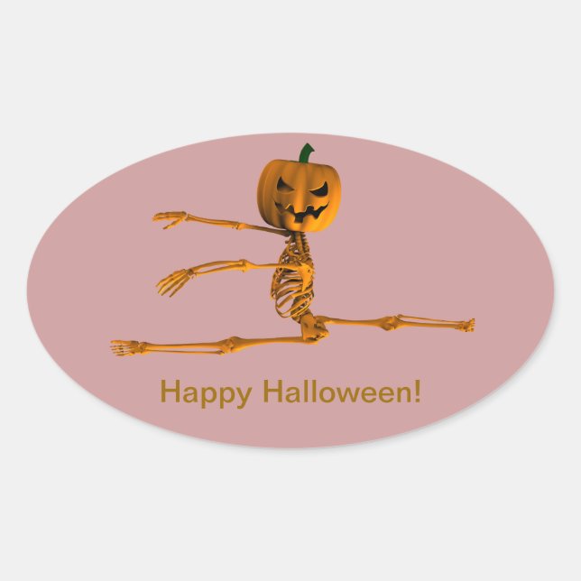 Pegatina Ovalada Posición del ballet de Grand Jeté (Anverso)