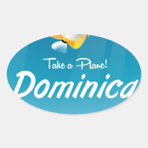 Pegatina Ovalada Póster de viaje retro de Dominica.