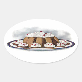 Pegatina Ovalada Postre vintage de Chocolate Charlotte Russe
