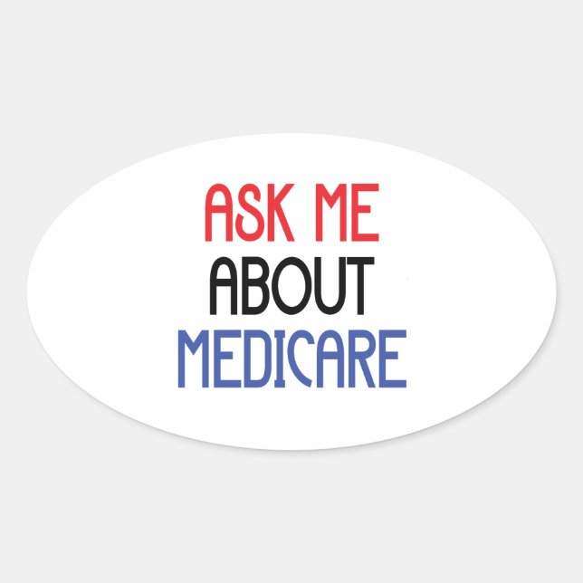PEGATINA OVALADA PREGUNTARME SOBRE MEDICARE (Anverso)