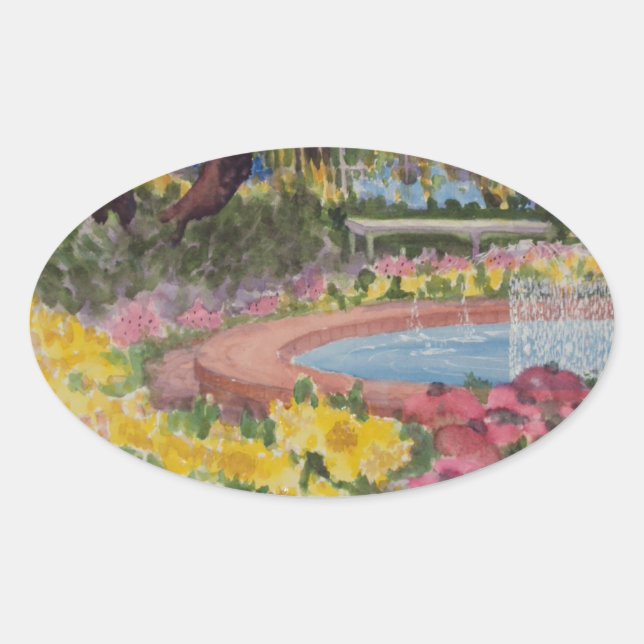 Pegatina Ovalada Prescott Park Garden Poppies Portsmouth NH (Anverso)