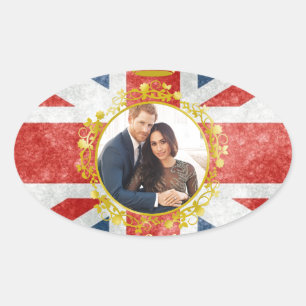 Pegatina Ovalada Prince Harry y Meghan Markle