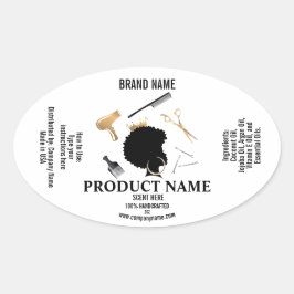 Pegatina Ovalada producto Hair Product Label, producto de paquete d