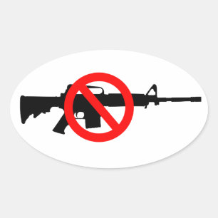 Pegatina Ovalada Prohibir las armas de asalto