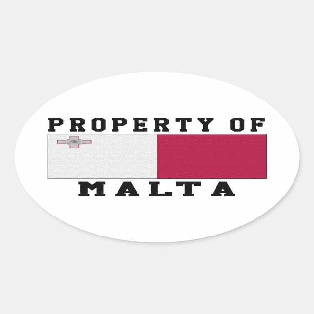 Pegatina Ovalada Propiedad De Malta (Anverso)