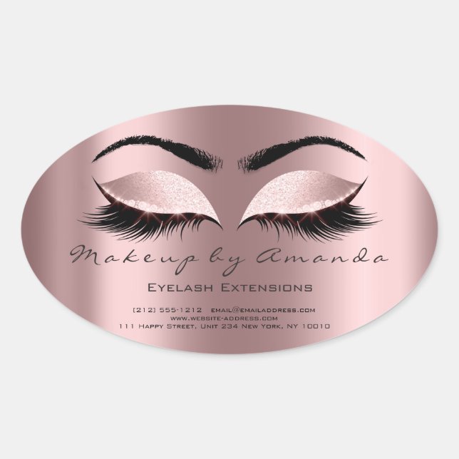 Pegatina Ovalada Prórroga de Eyelash maquillaje Artista Belleza Pri (Anverso)
