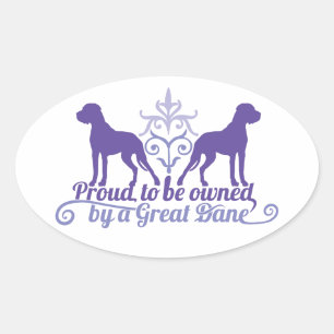 Pegatina Ovalada Proud owned by a Great Dane purple