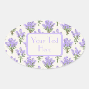 Pegatina Ovalada Provence Lavender Bunches