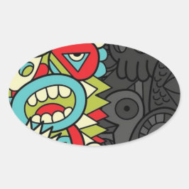 Pegatina Ovalada Psychedelic Patterns