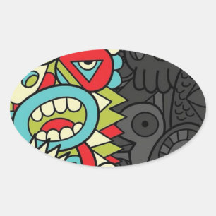 Pegatina Ovalada Psychedelic Patterns
